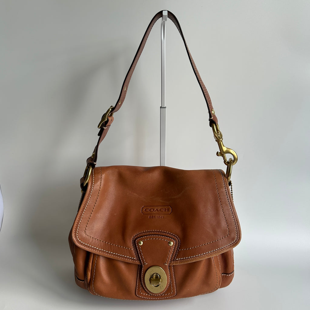 Coach Ali Legacy 10329 Whiskey Brown Leather Shoulder Bag Good
