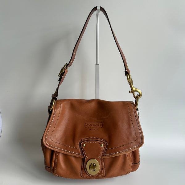 Coach Ali Legacy 10329 Whiskey Brown Leather Shoulder Bag Good