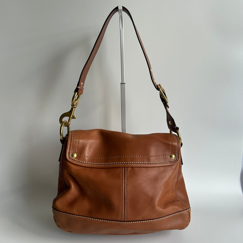 Coach Ali Legacy 10329 Whiskey Brown Leather Shoulder Bag Good
