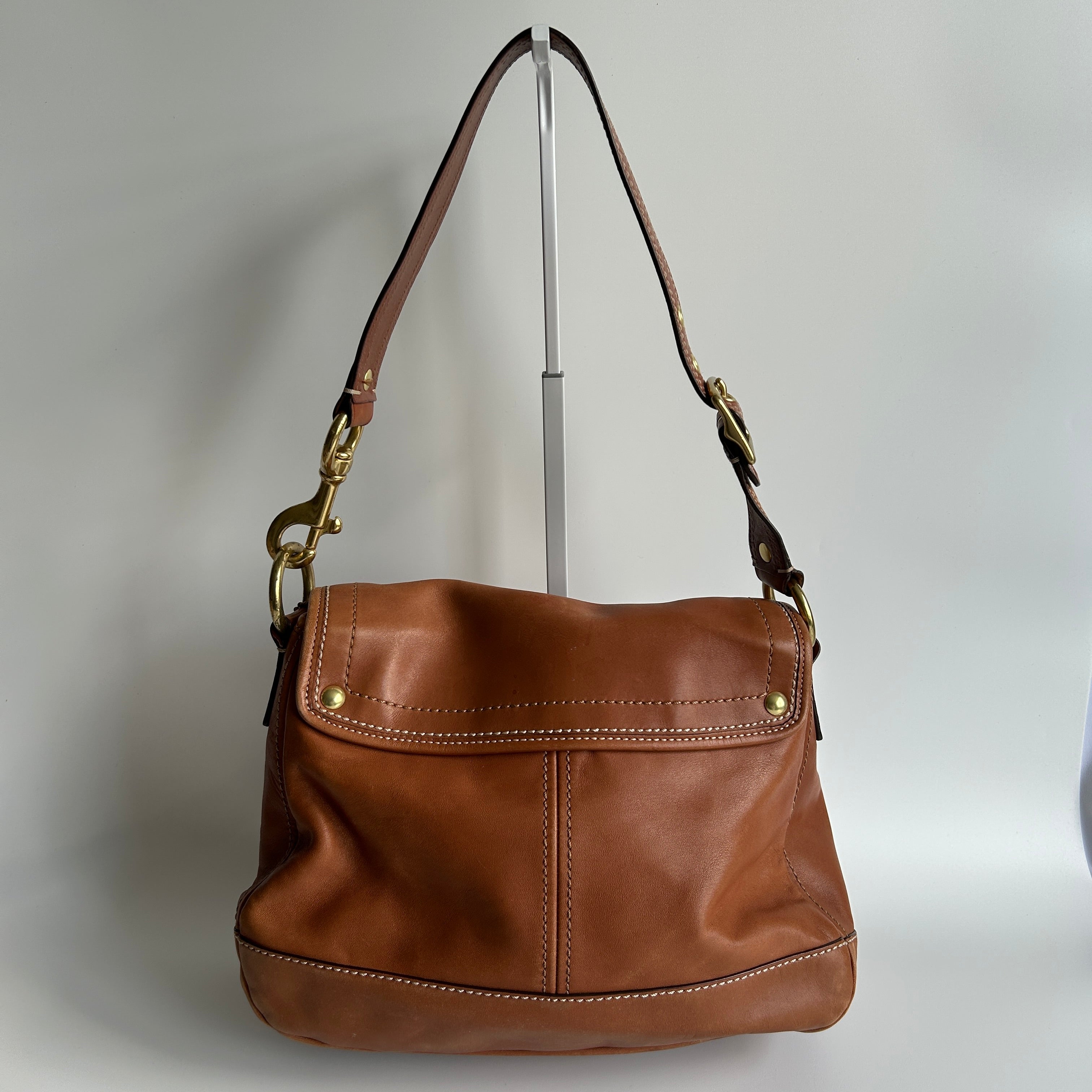 Coach Ali Legacy 10329 Whiskey Brown Leather Shoulder Bag Good