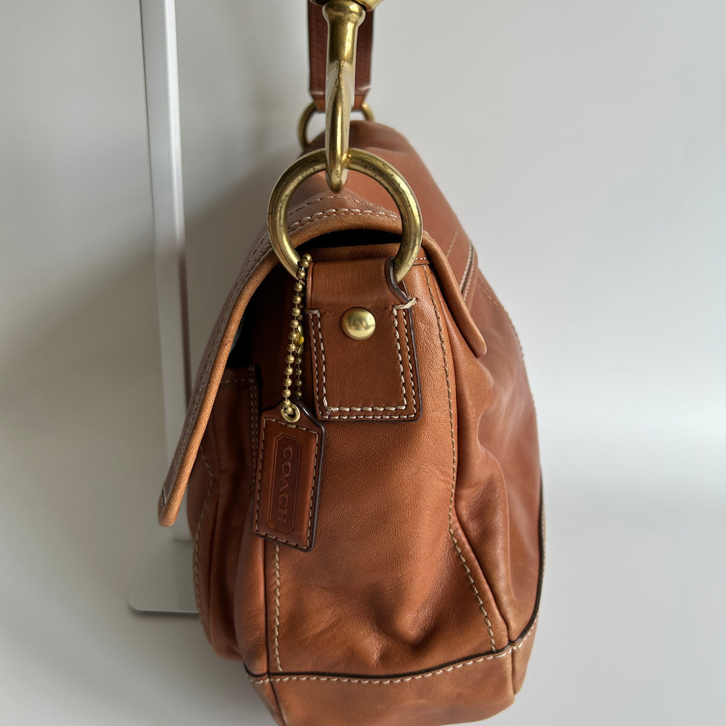 Coach Ali Legacy 10329 Whiskey Brown Leather Shoulder Bag Good