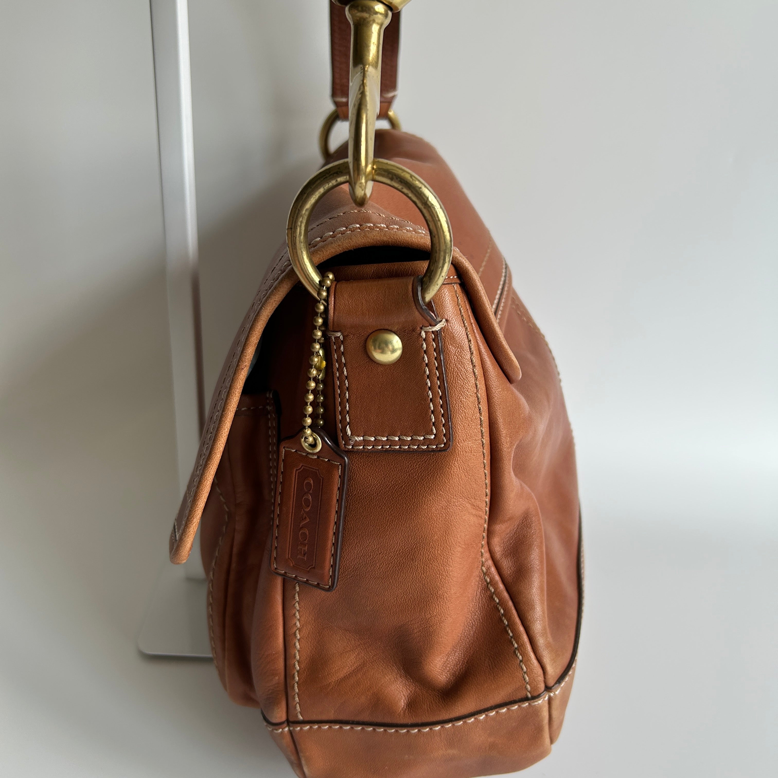 Coach Ali Legacy 10329 Whiskey Brown Leather Shoulder Bag Good