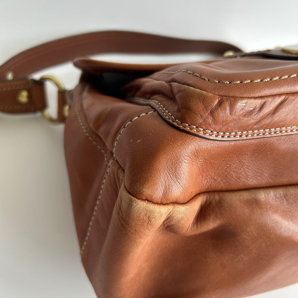 Coach Ali Legacy 10329 Whiskey Brown Leather Shoulder Bag Good