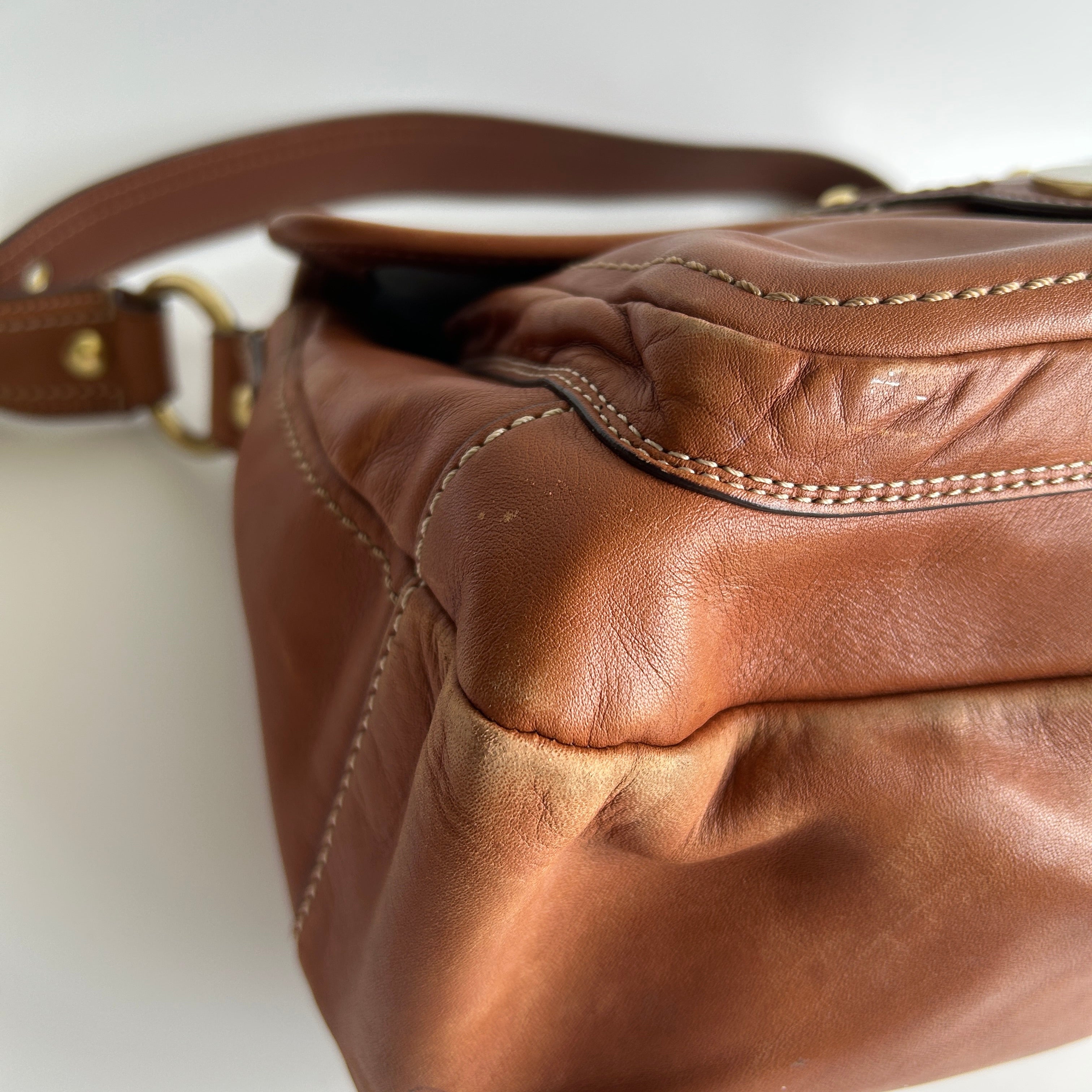 Coach Ali Legacy 10329 Whiskey Brown Leather Shoulder Bag Good