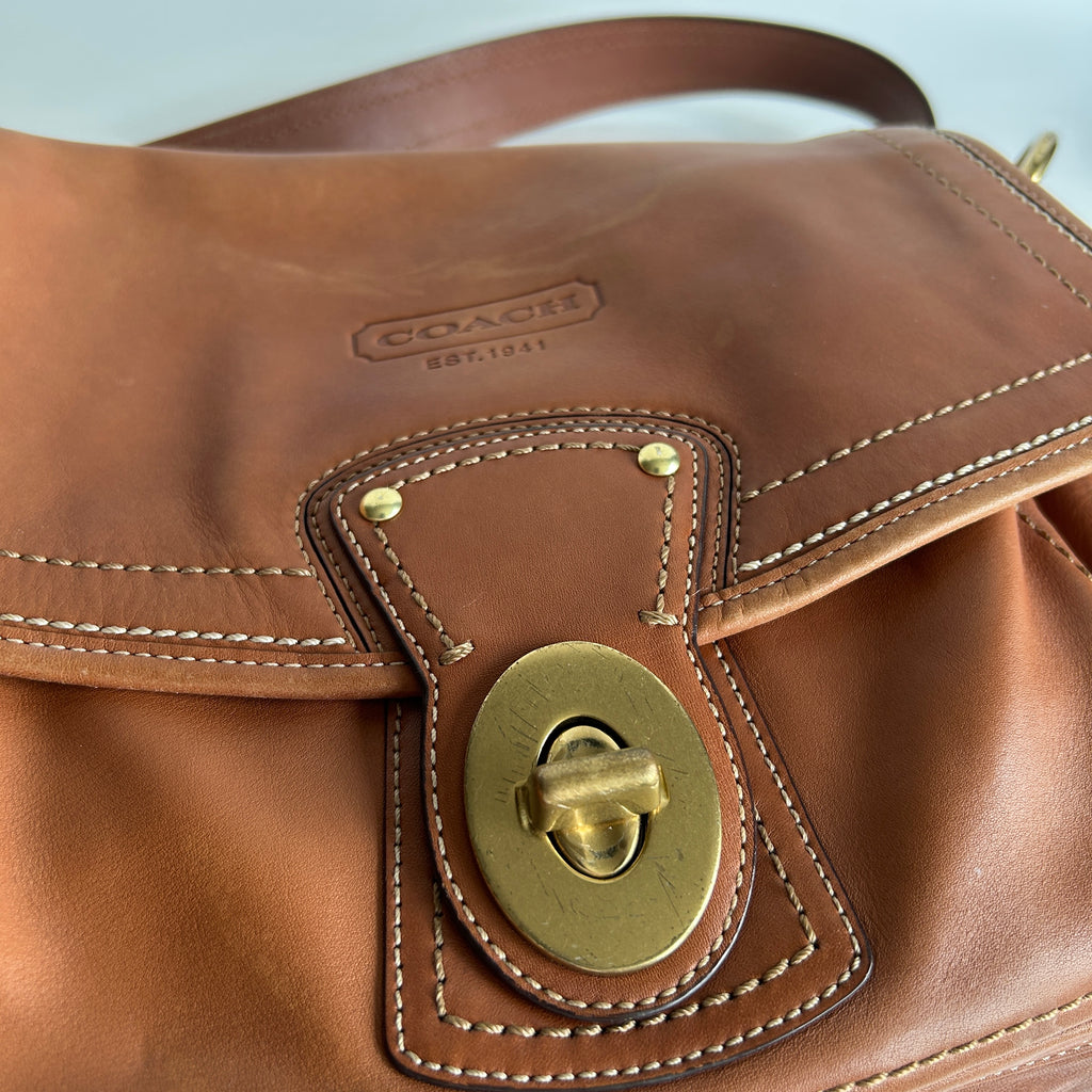 Coach Ali Legacy 10329 Whiskey Brown Leather Shoulder Bag Good