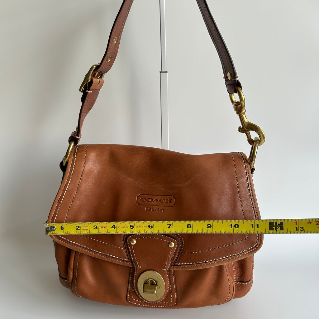 Coach Ali Legacy 10329 Whiskey Brown Leather Shoulder Bag Good