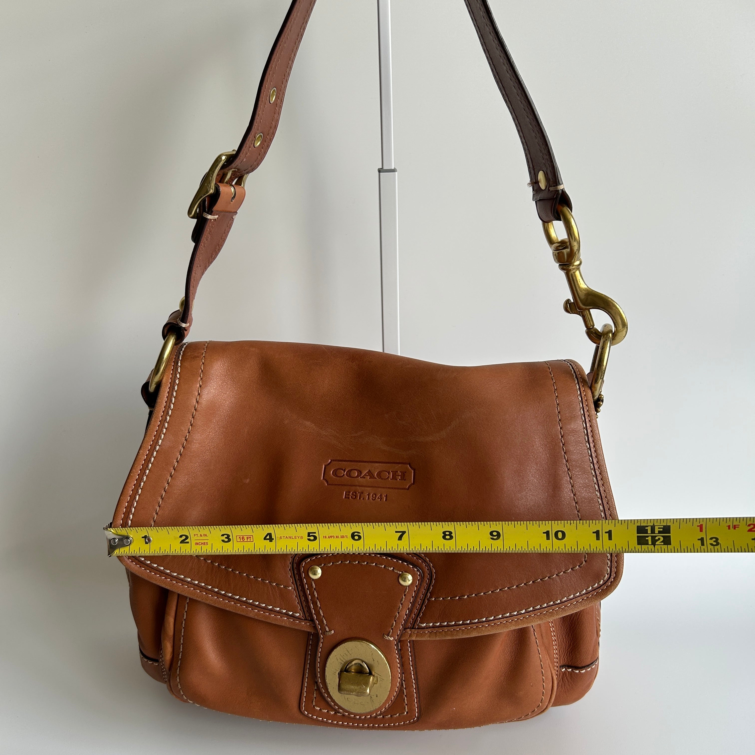 Coach Ali Legacy 10329 Whiskey Brown Leather Shoulder Bag Good
