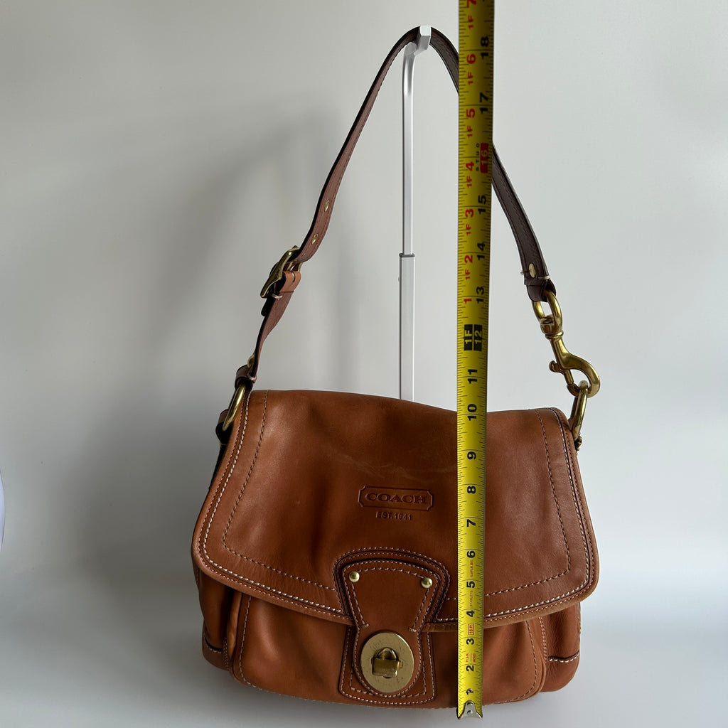 Coach Ali Legacy 10329 Whiskey Brown Leather Shoulder Bag Good