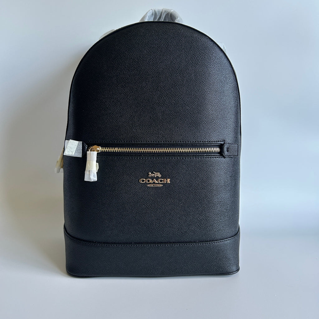 Coach Kenley Black Crossgrain Leather Backpack C5680 NWT