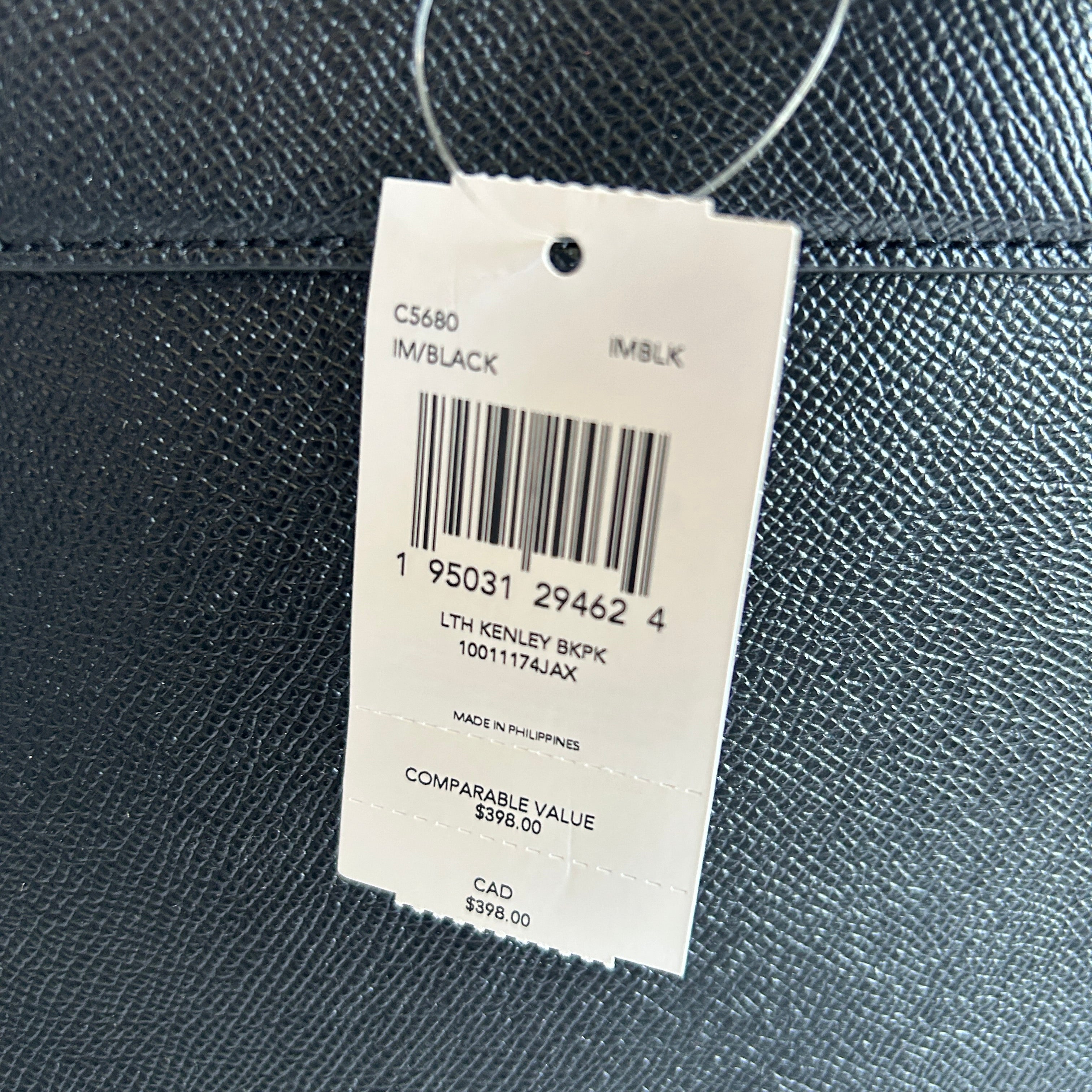 Coach Kenley Black Crossgrain Leather Backpack C5680 NWT