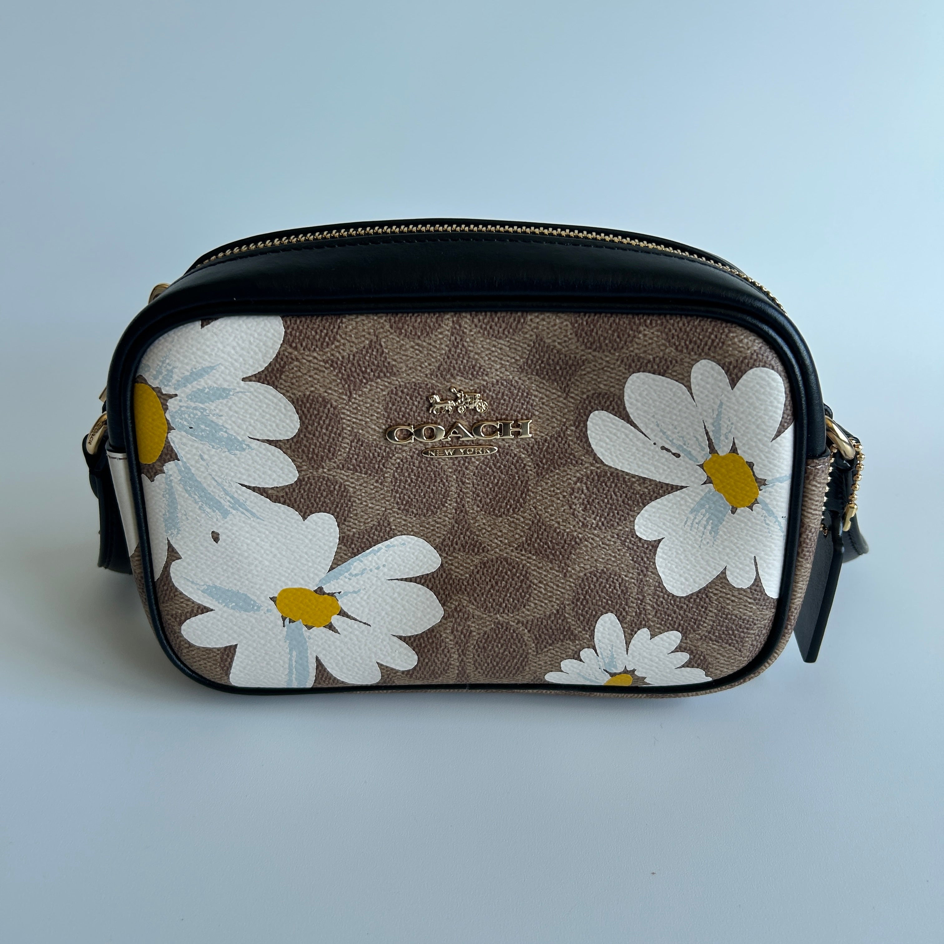 Coach Mini Jamie Daisy Tan Multi Signature Canvas Camera Bag NEW