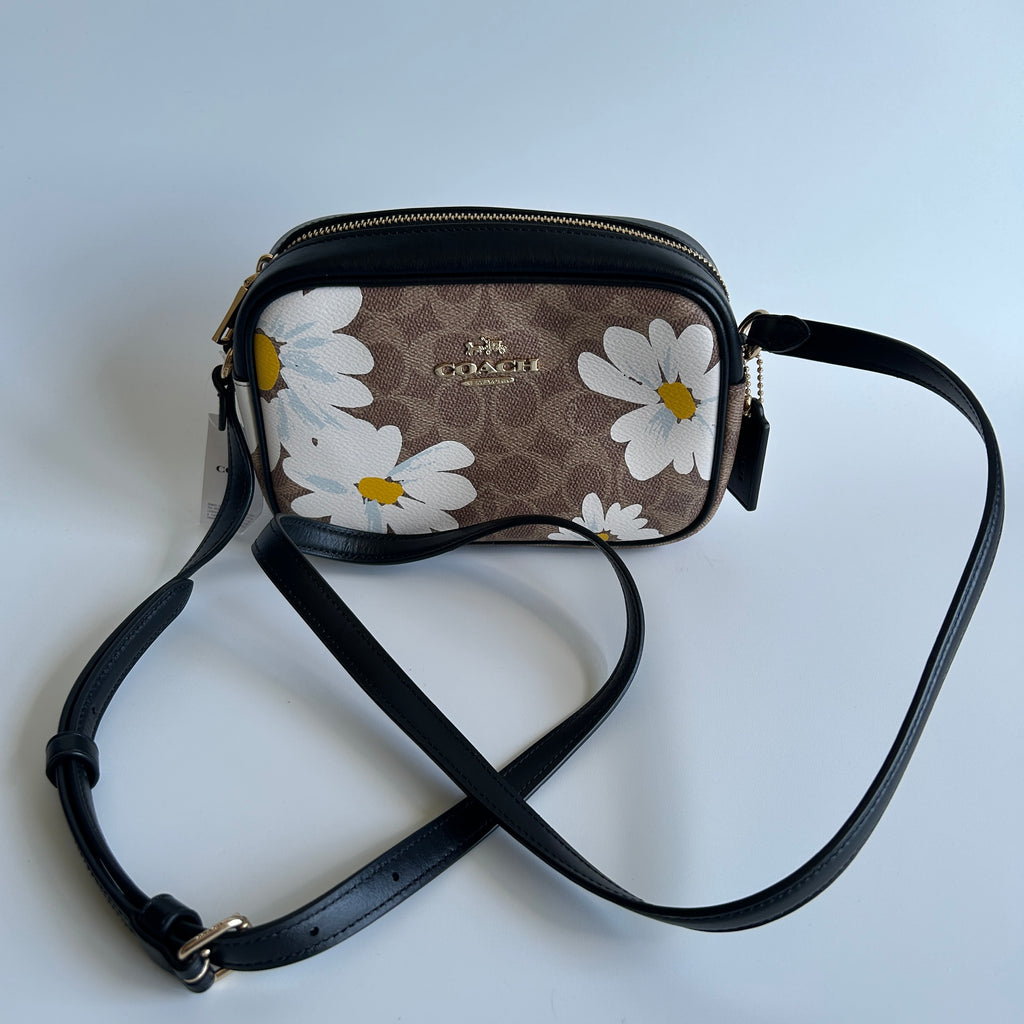 Coach Mini Jamie Daisy Tan Multi Signature Canvas Camera Bag NEW