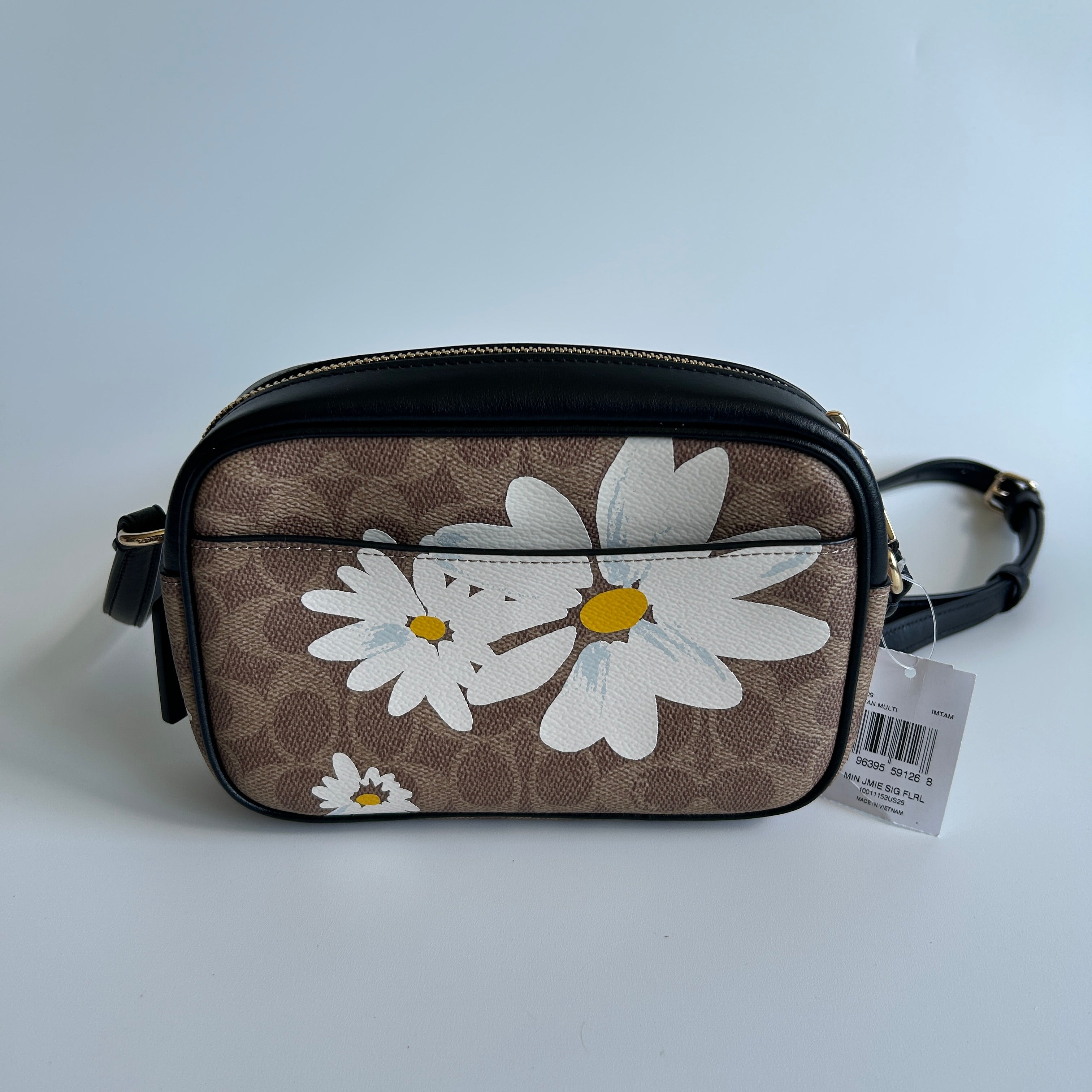 Coach Mini Jamie Daisy Tan Multi Signature Canvas Camera Bag NEW