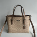 Coach Mollie Tote 25 Khaki Signature Canvas Leather Bag Good