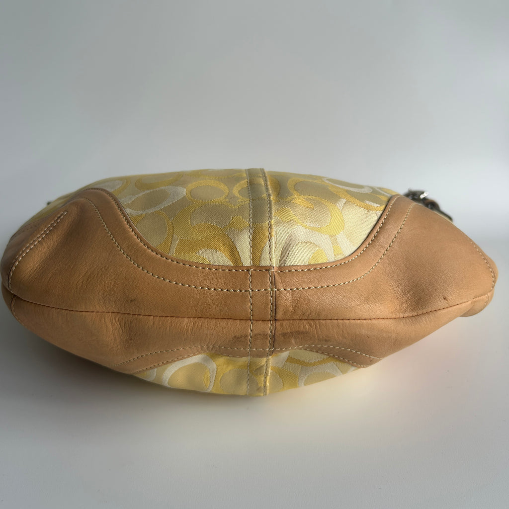 Coach Soho Optic Signature C Yellow Canvas Leather Hobo Bag 1851 Good