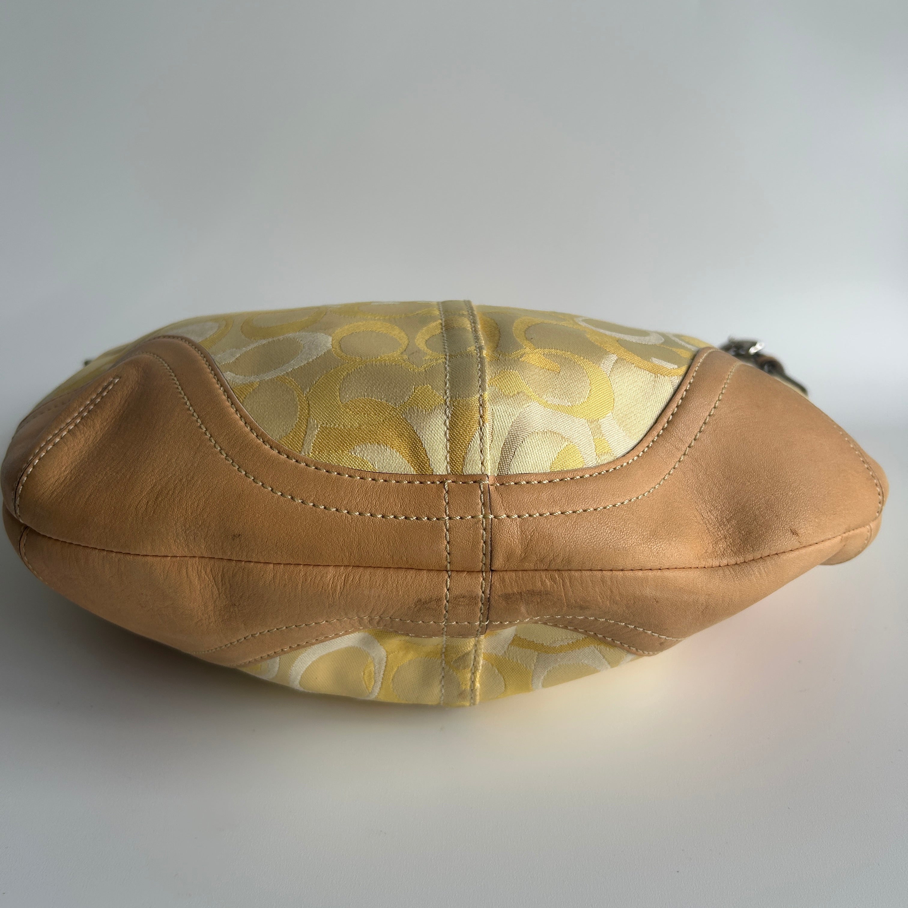 Coach Soho Optic Signature C Yellow Canvas Leather Hobo Bag 1851 Good