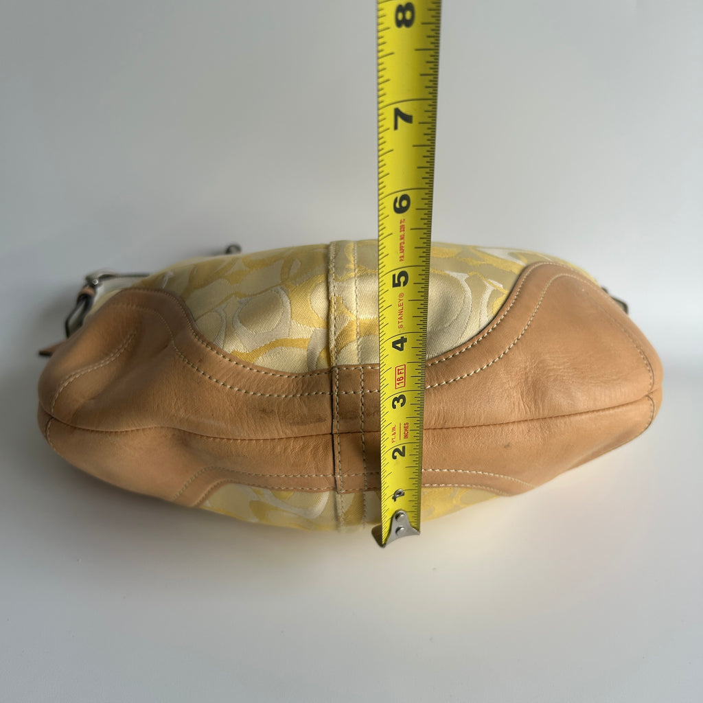 Coach Soho Optic Signature C Yellow Canvas Leather Hobo Bag 1851 Good