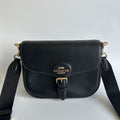 Coach Amelia Black Pebbled Leather Saddle Bag CP107 Excellent