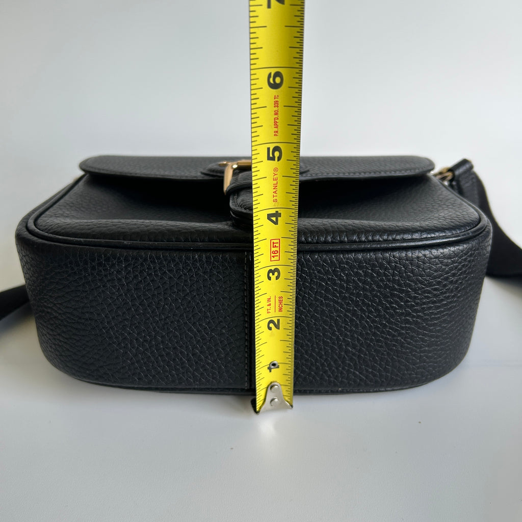 Coach Amelia Black Pebbled Leather Saddle Bag CP107 Excellent
