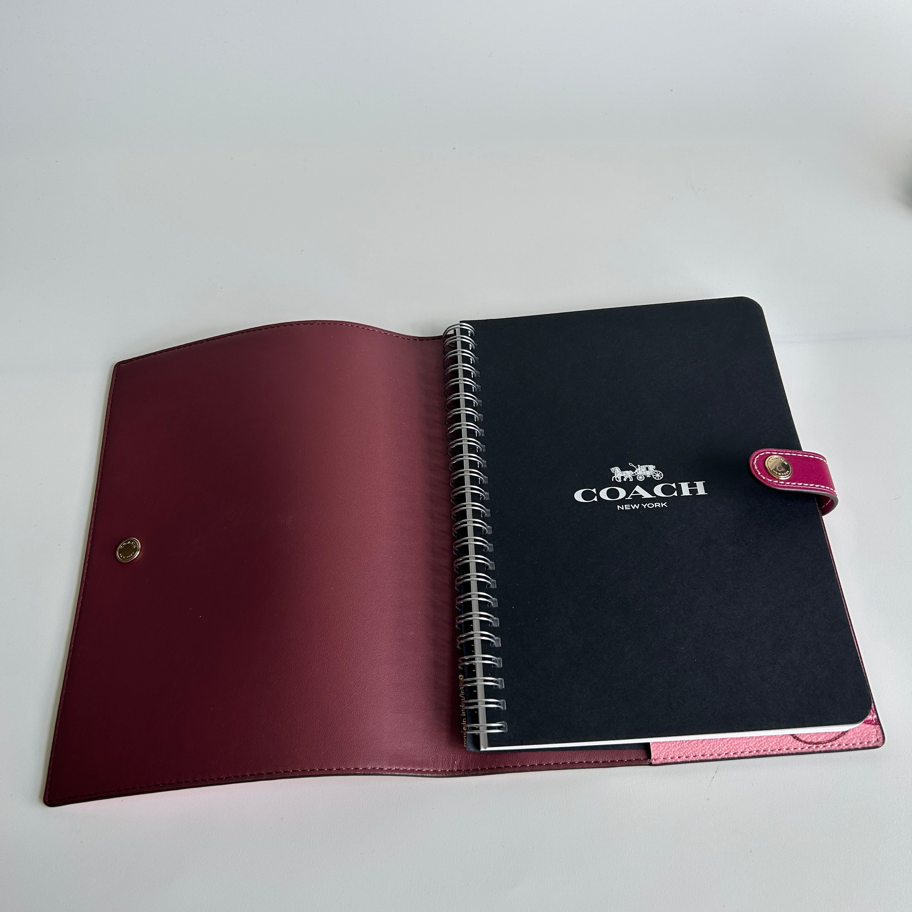 Coach Cherry Print Pink Crossgrain Leather Notebook Cover Excellent