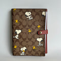 Coach Peanuts Snoopy Khaki Signature Canvas Leather Notebook Excellent
