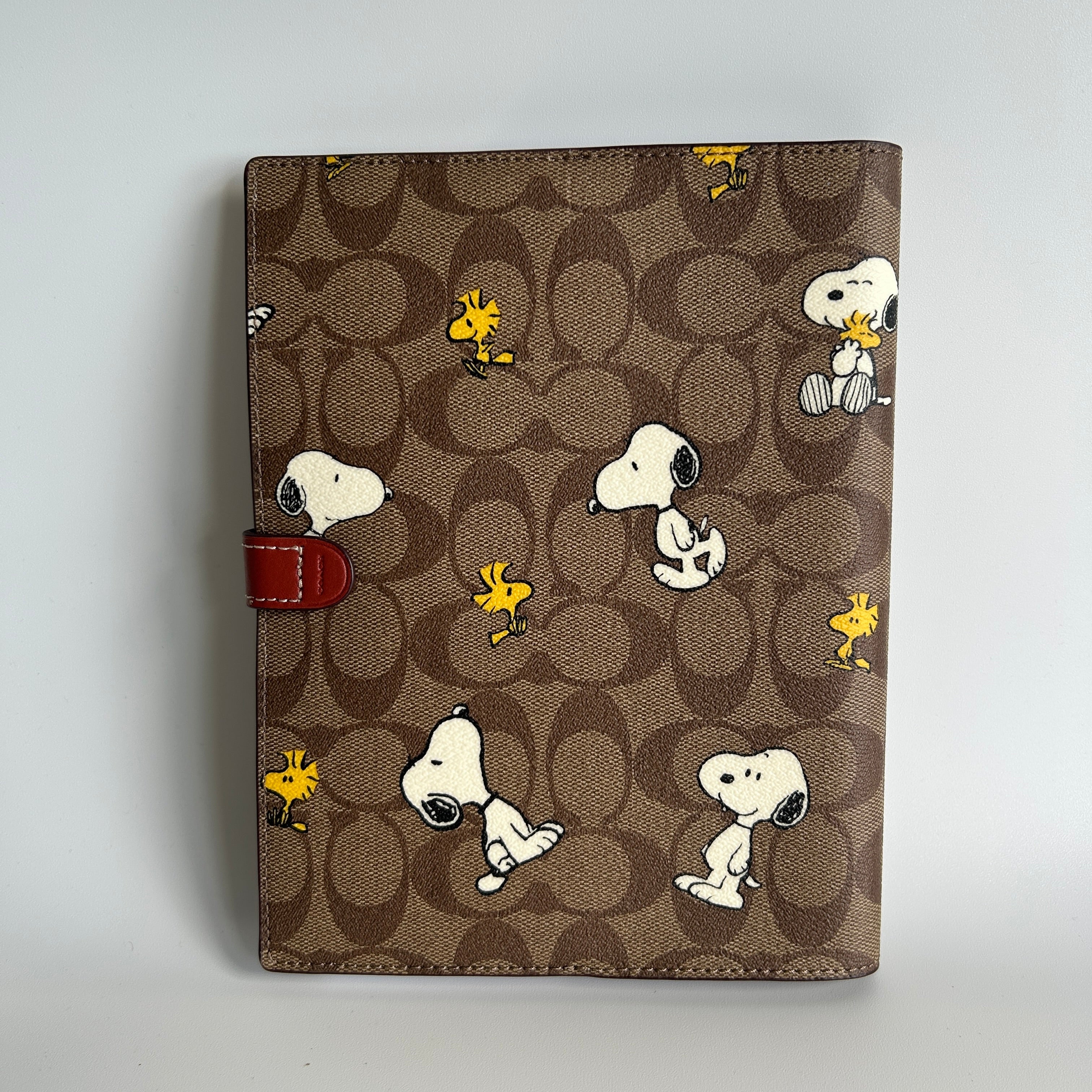 Coach Peanuts Snoopy Khaki Signature Canvas Leather Notebook Excellent