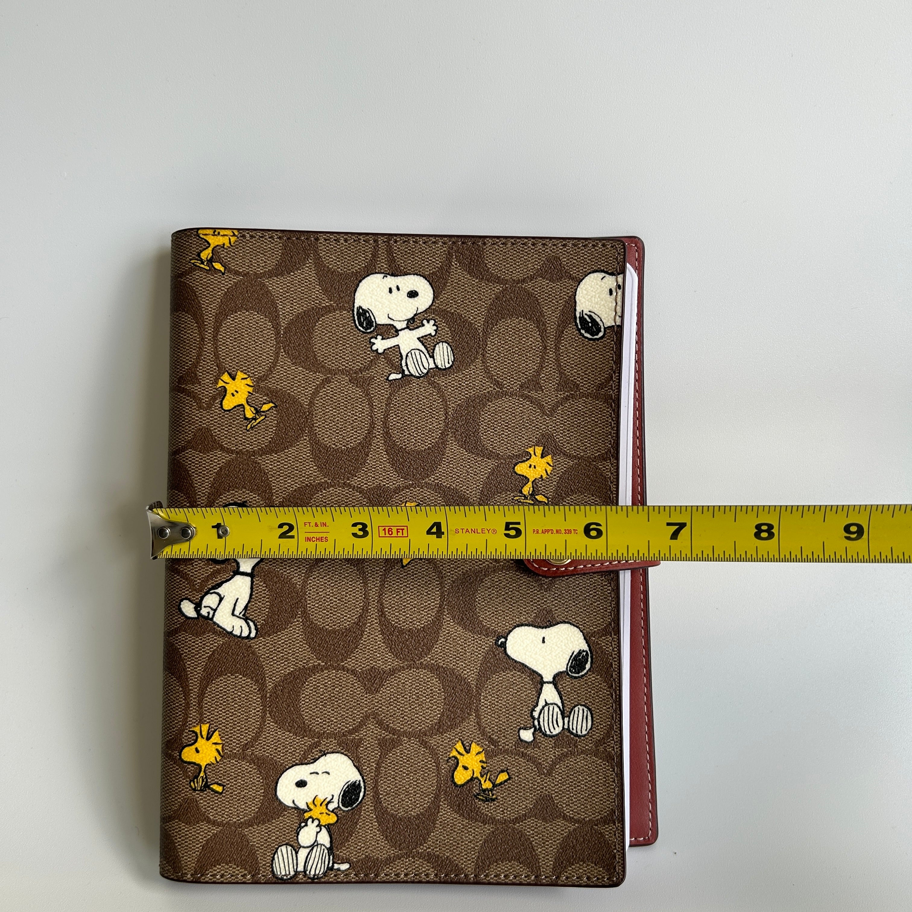 Coach Peanuts Snoopy Khaki Signature Canvas Leather Notebook Excellent