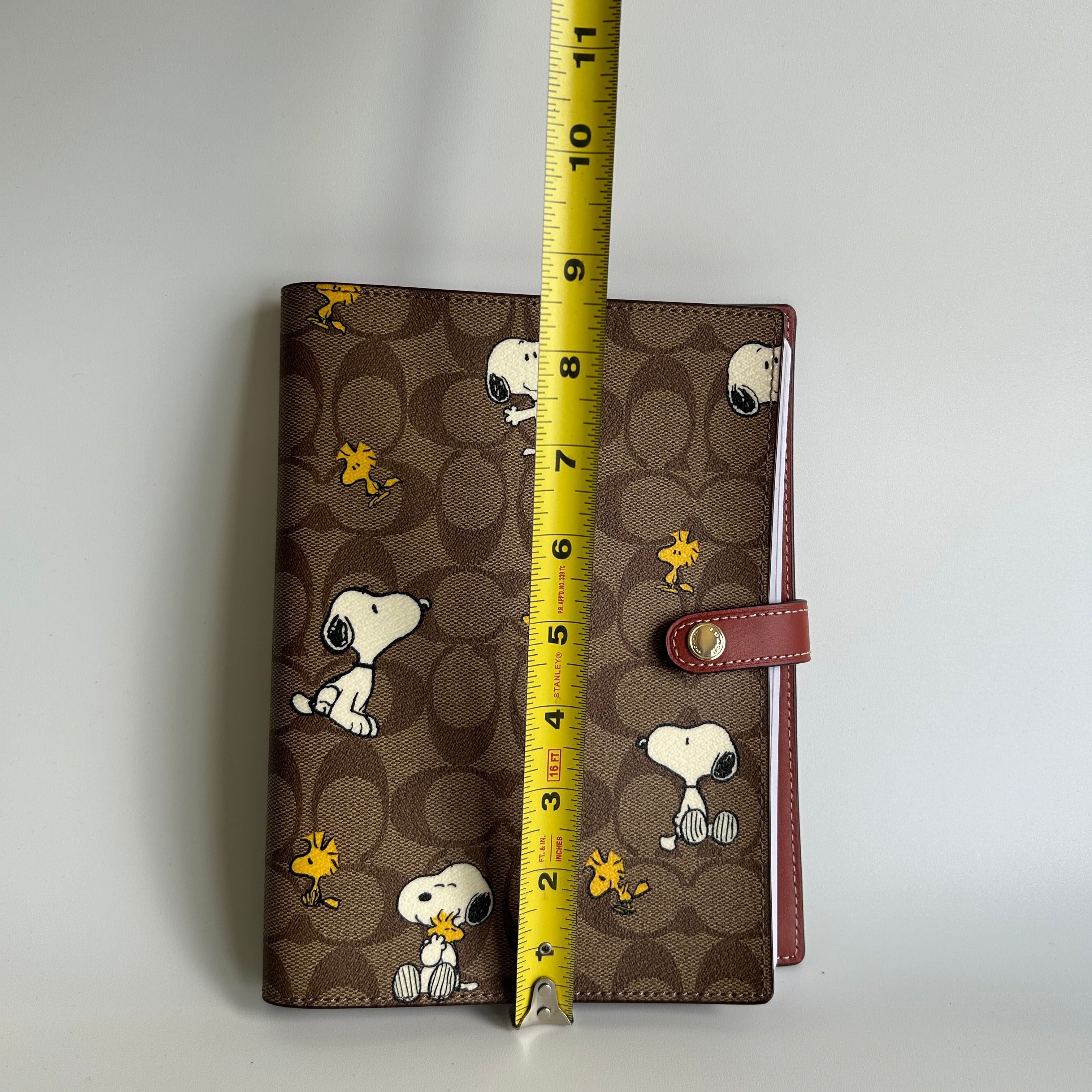 Coach Peanuts Snoopy Khaki Signature Canvas Leather Notebook Excellent