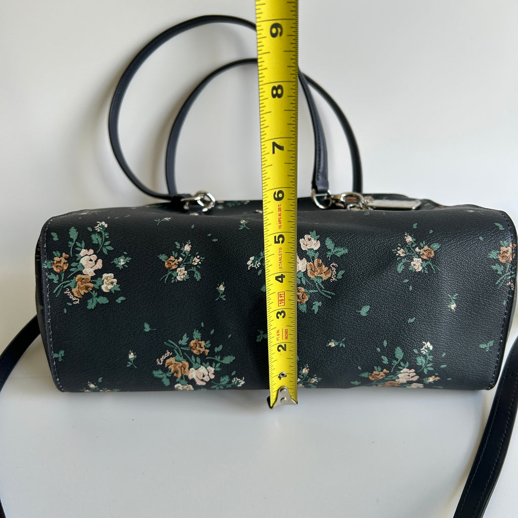 Coach Etta Carryall Rose Bouquet Navy Pebbled Leather Crossbody Bag NWT