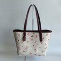 Coach Mini City Tote Chalk White Bow Print Leather Bag CN681 Excellent