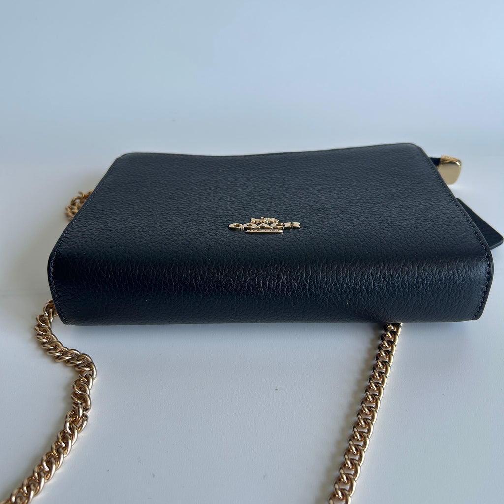 Coach Slim Crossbody CR238 Black Pebbled Leather Bag Excellent