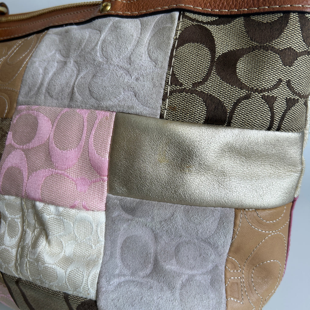 Coach Signature Patchwork Multicolor Mixed Material Tote Bag F11711 Good