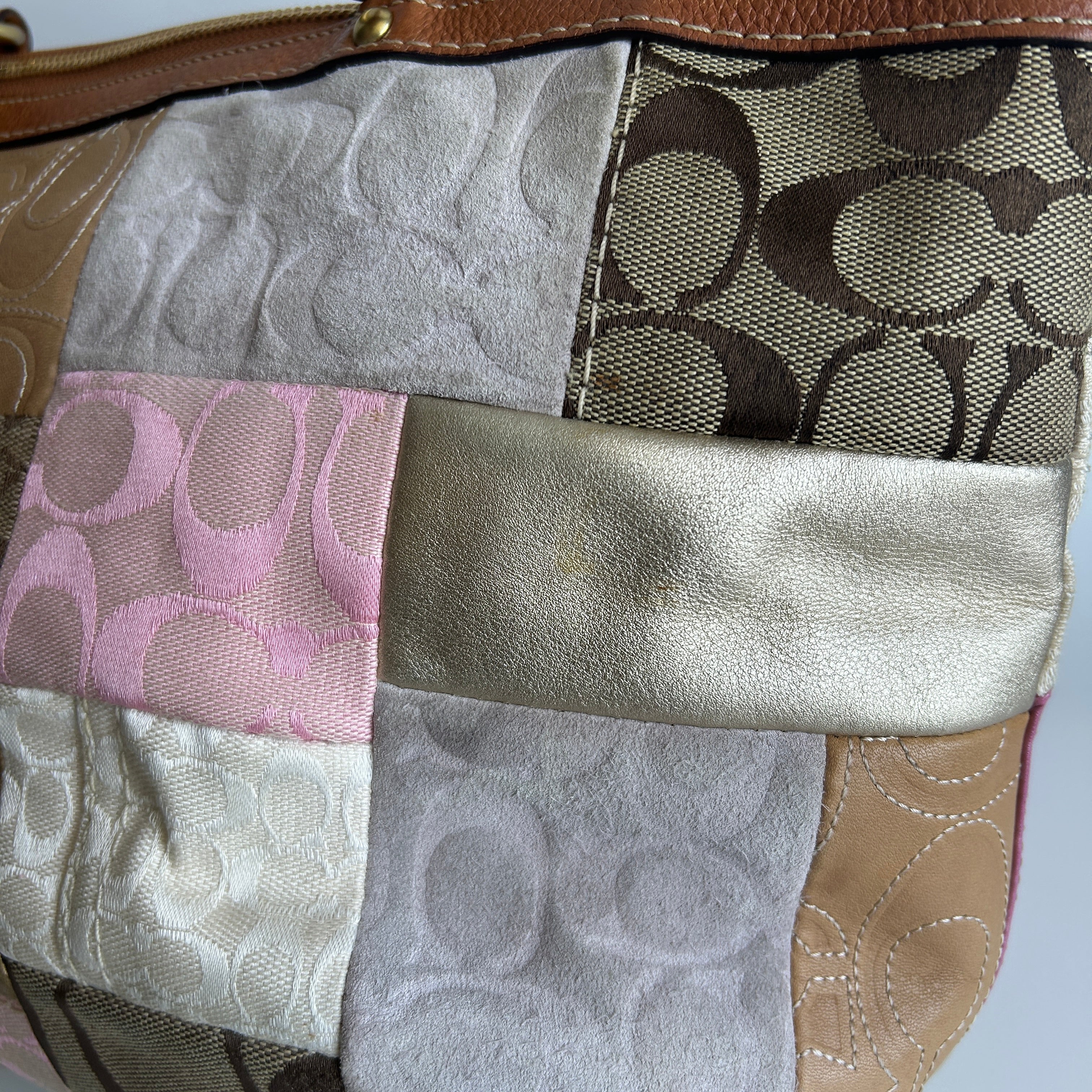 Coach Signature Patchwork Multicolor Mixed Material Tote Bag F11711 Good
