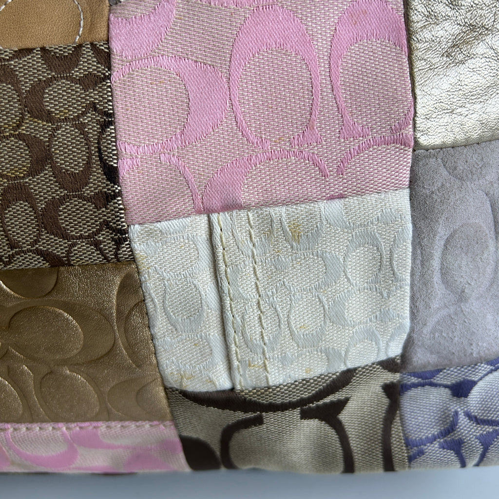 Coach Signature Patchwork Multicolor Mixed Material Tote Bag F11711 Good