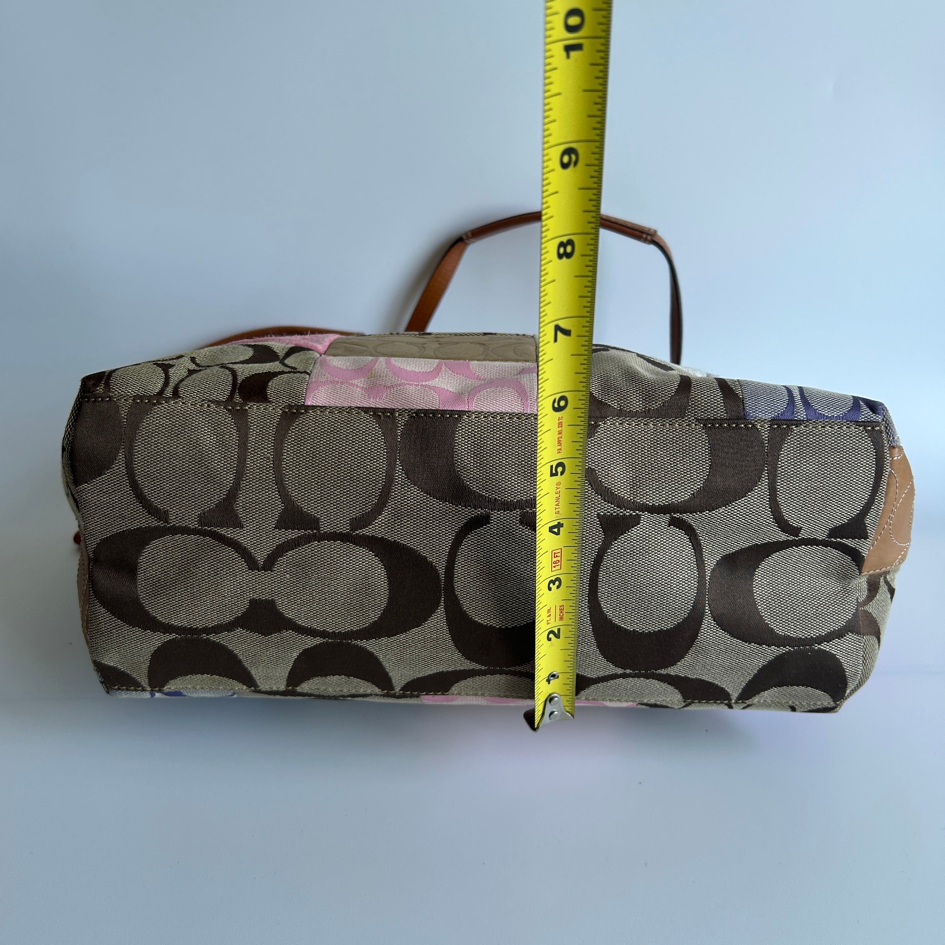 Coach Signature Patchwork Multicolor Mixed Material Tote Bag F11711 Good