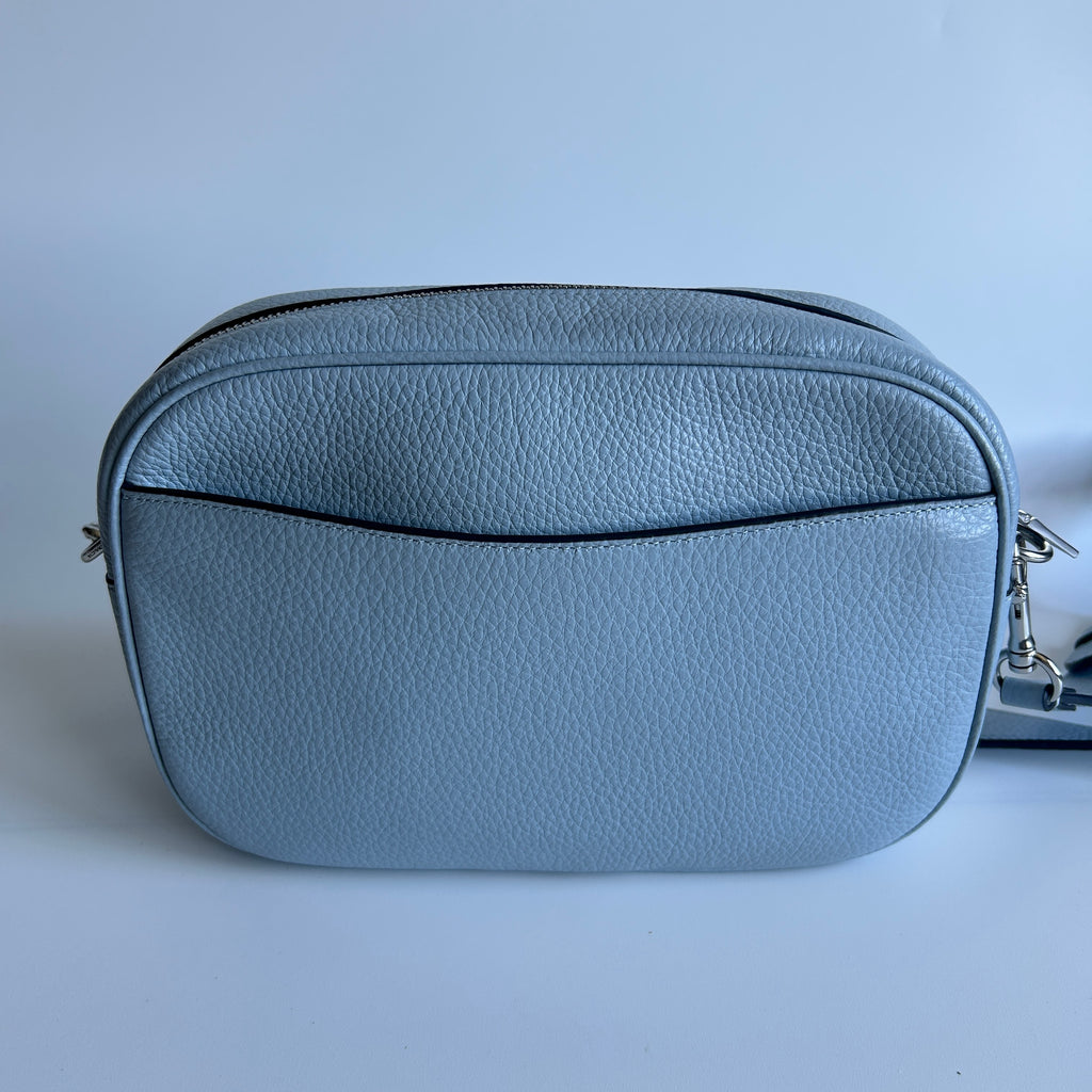 Coach Jamie Camera Bag Light Blue Pebbled Leather Crossbody Excellent