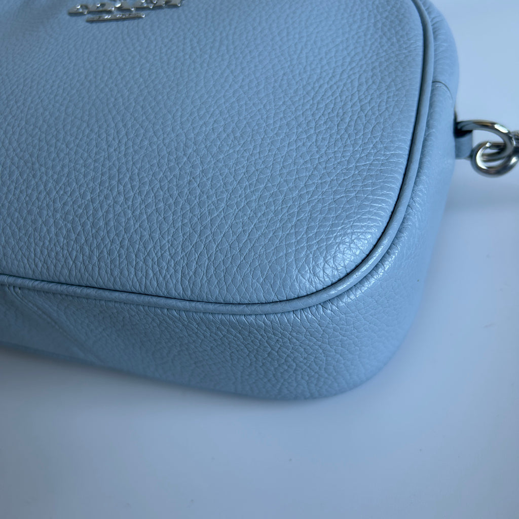 Coach Jamie Camera Bag Light Blue Pebbled Leather Crossbody Excellent