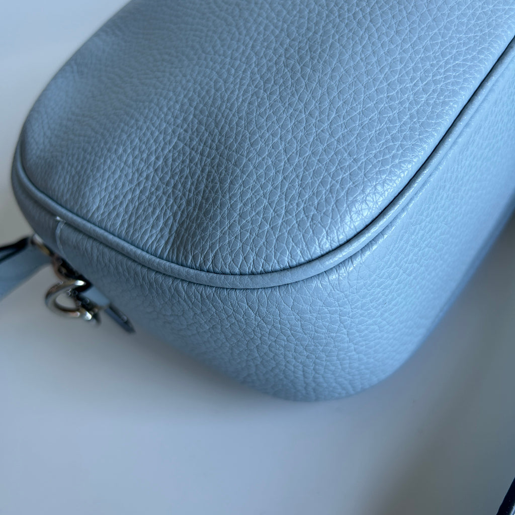 Coach Jamie Camera Bag Light Blue Pebbled Leather Crossbody Excellent