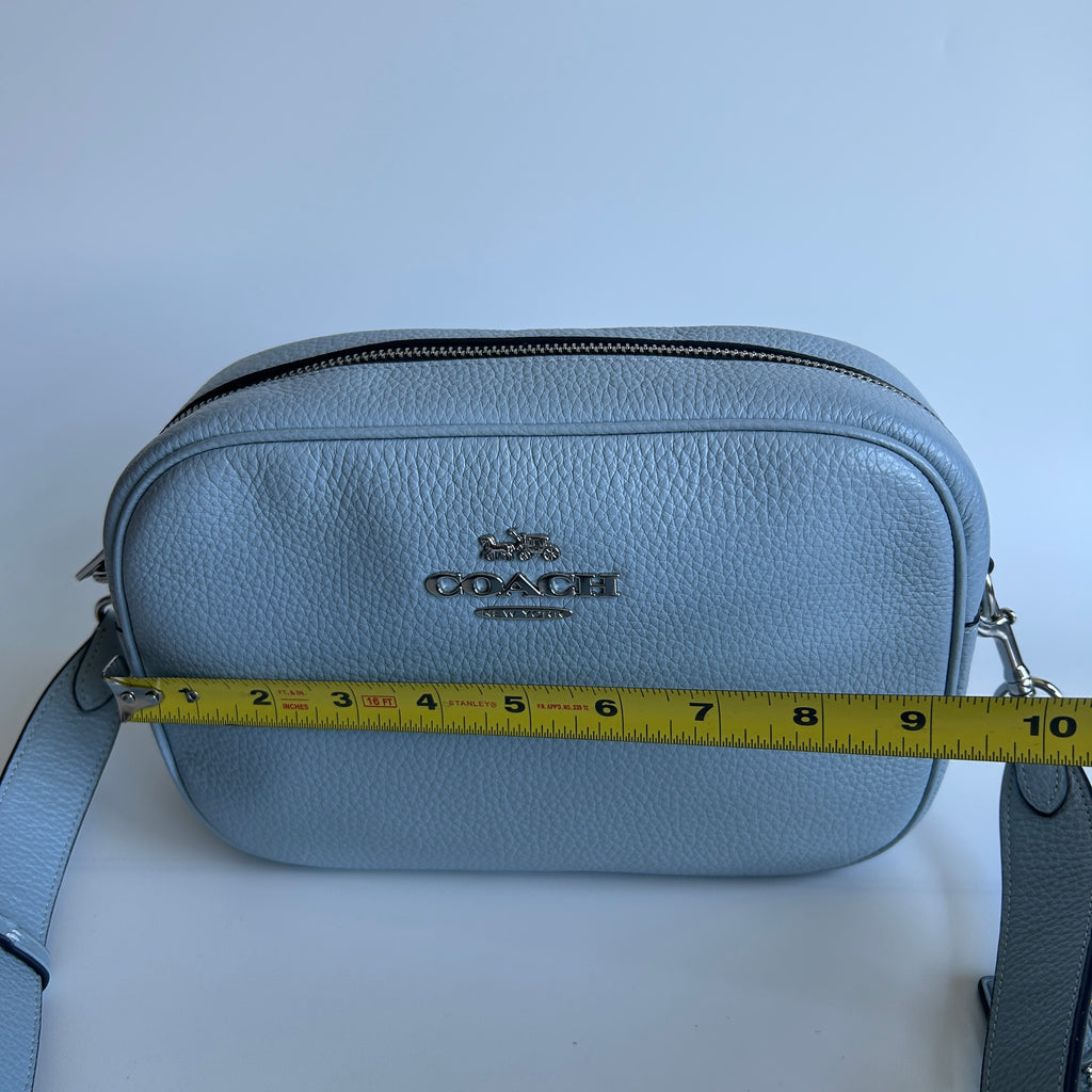 Coach Jamie Camera Bag Light Blue Pebbled Leather Crossbody Excellent