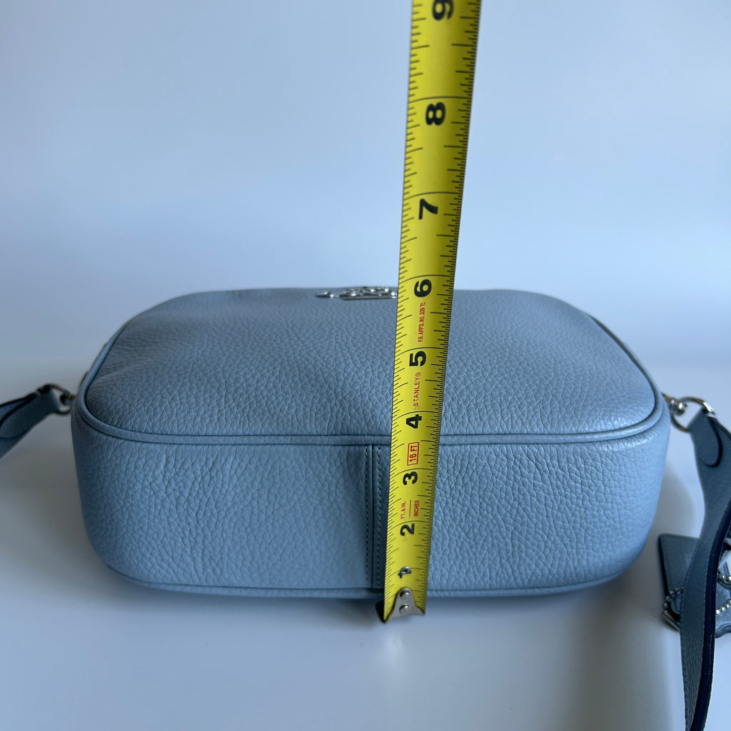 Coach Jamie Camera Bag Light Blue Pebbled Leather Crossbody Excellent