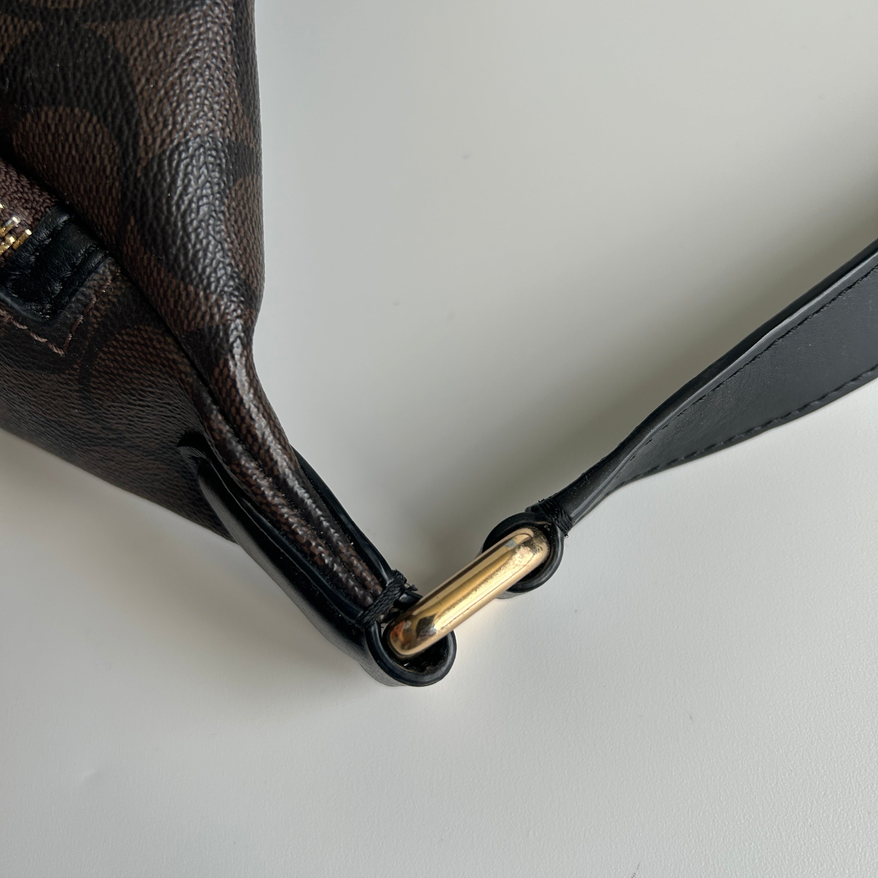 Coach Signature Belt Bag Brown Black Canvas Leather Fanny Pack Excellent
