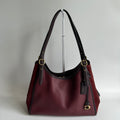 Coach Lori Wine Burgundy Pebbled Leather Suede Shoulder Bag C5265 Good