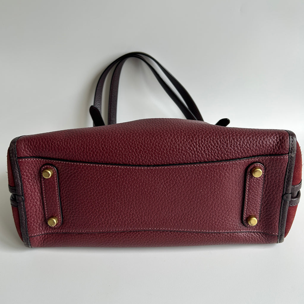 Coach Lori Wine Burgundy Pebbled Leather Suede Shoulder Bag C5265 Good