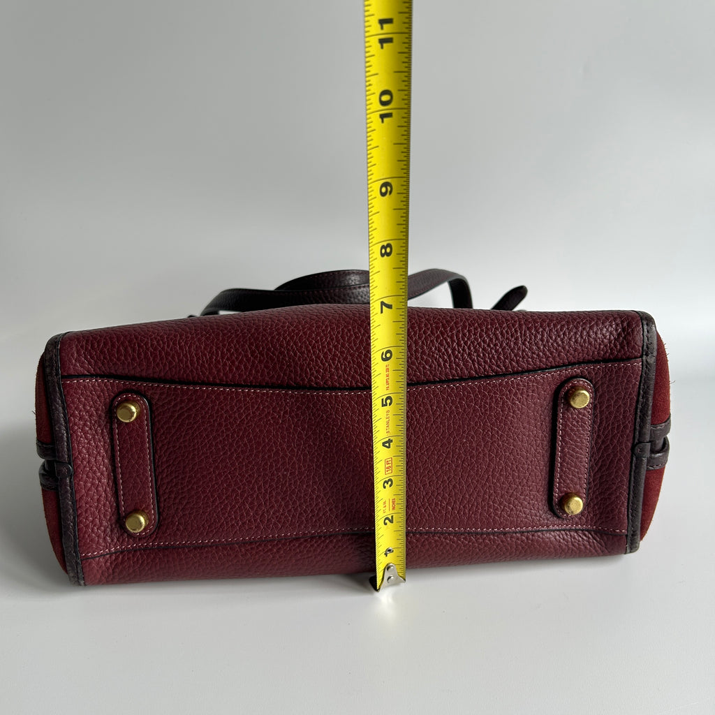 Coach Lori Wine Burgundy Pebbled Leather Suede Shoulder Bag C5265 Good