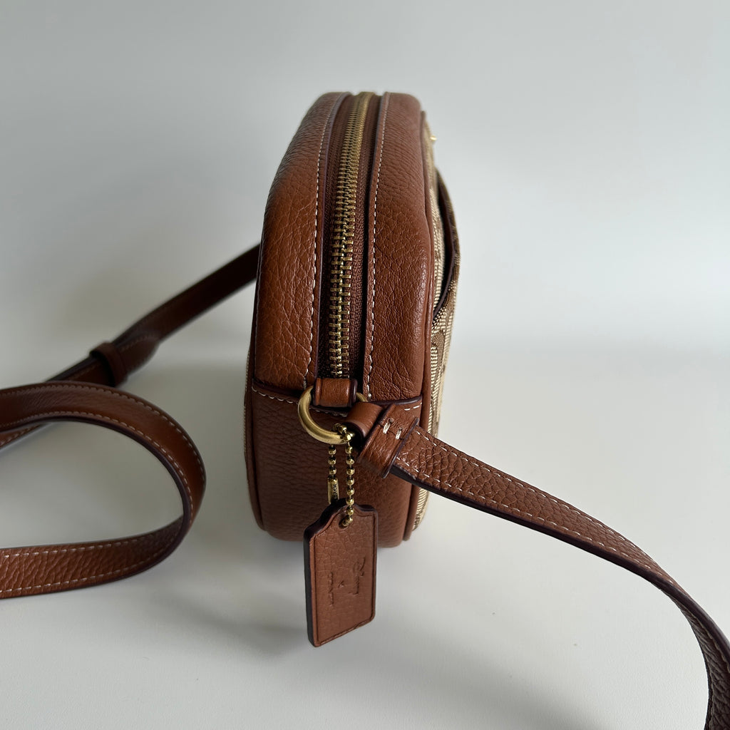 Coach Disney Mickey Mouse Brown Signature Canvas Leather Camera Bag CN034