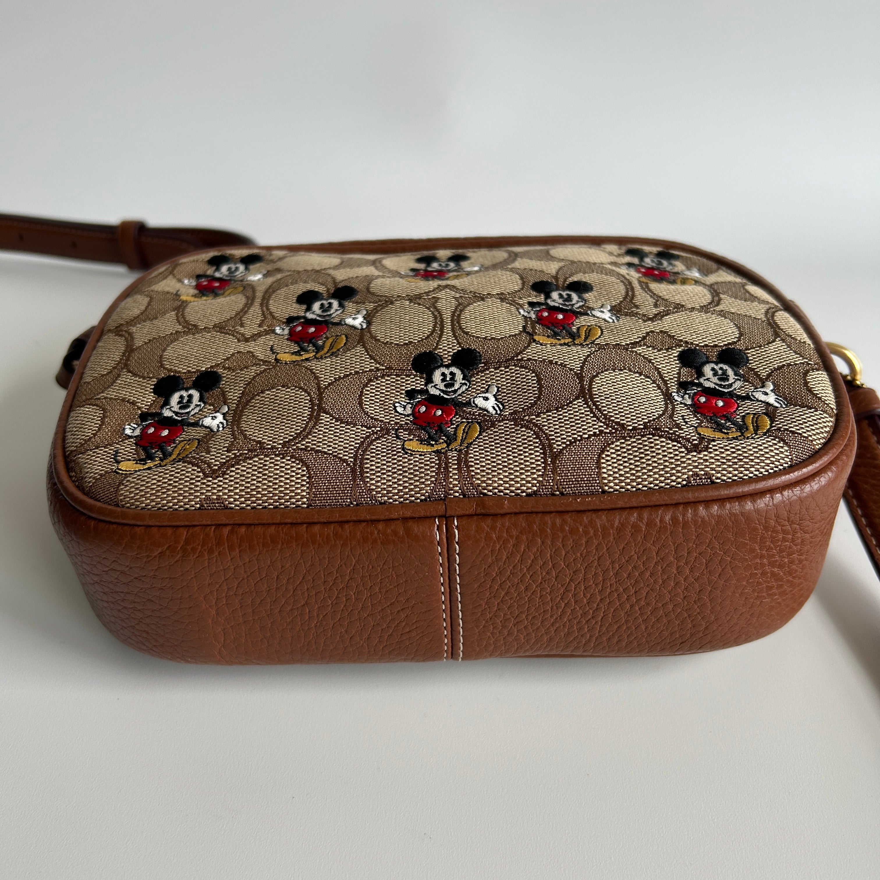 Coach Disney Mickey Mouse Brown Signature Canvas Leather Camera Bag CN034