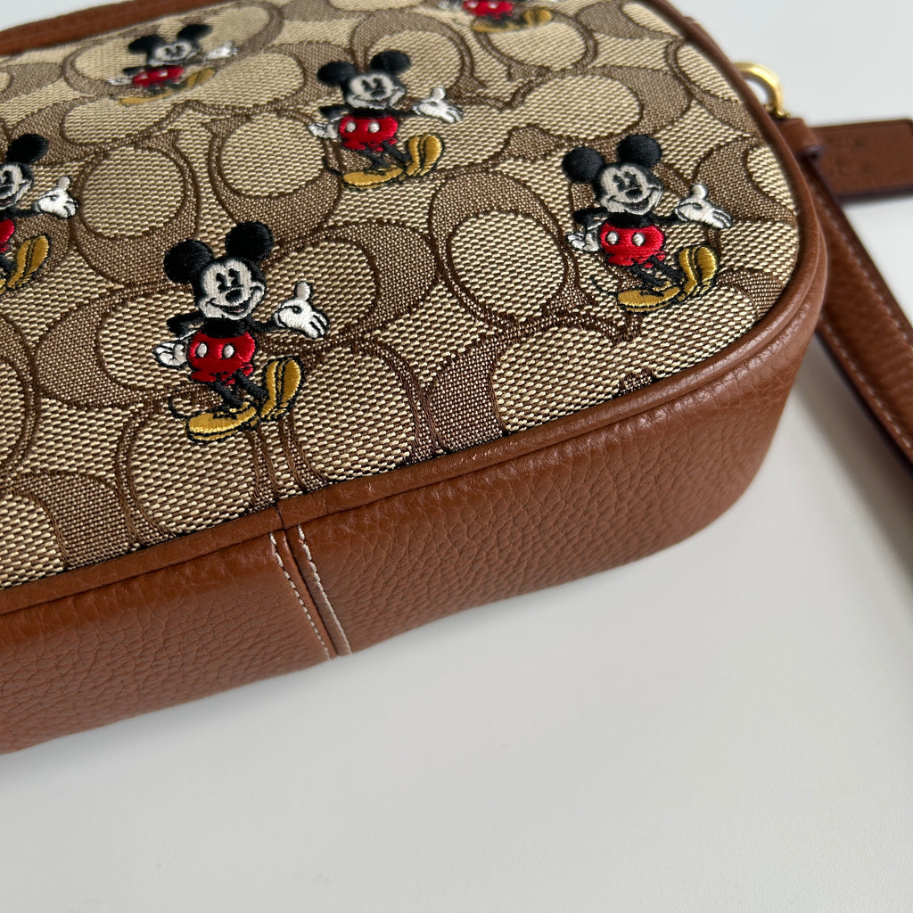 Coach Disney Mickey Mouse Brown Signature Canvas Leather Camera Bag CN034
