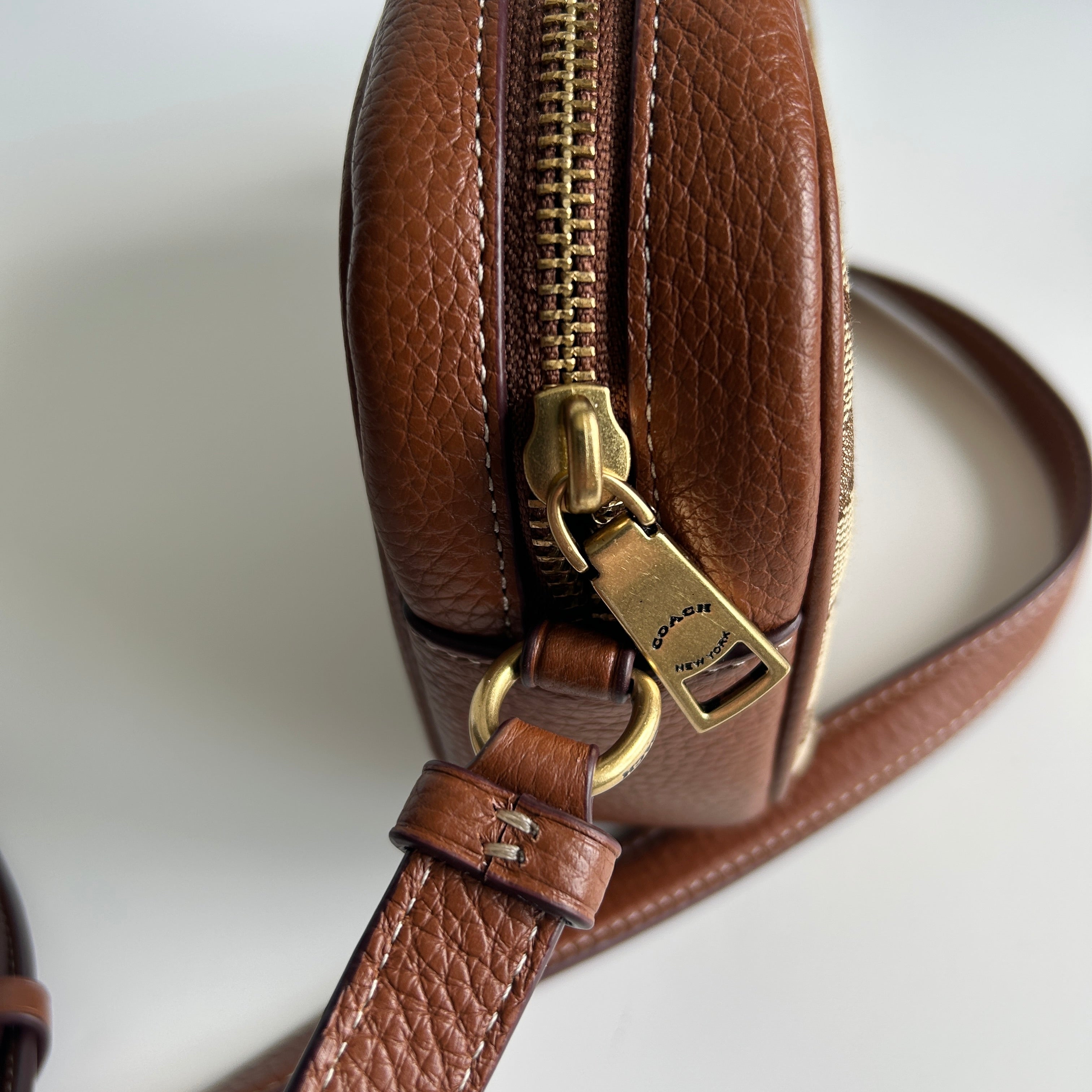 Coach Disney Mickey Mouse Brown Signature Canvas Leather Camera Bag CN034