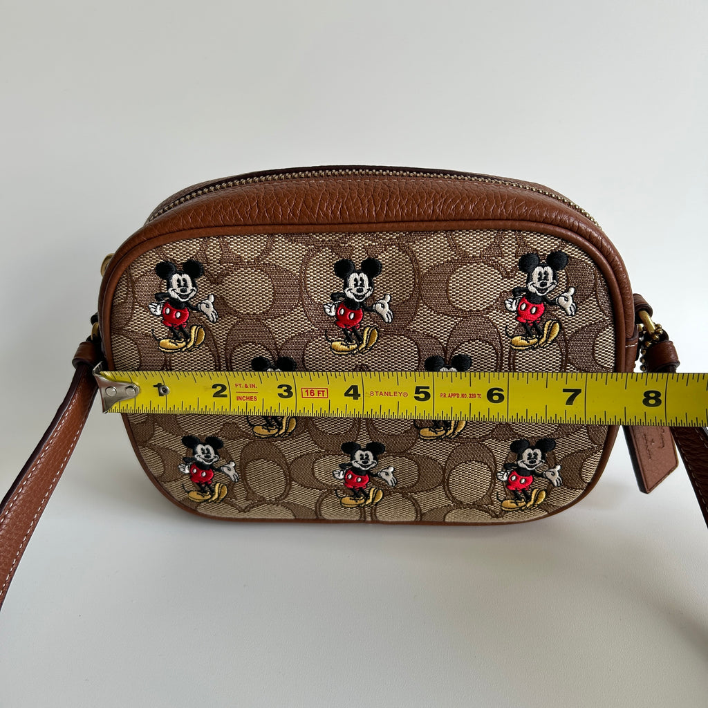 Coach Disney Mickey Mouse Brown Signature Canvas Leather Camera Bag CN034