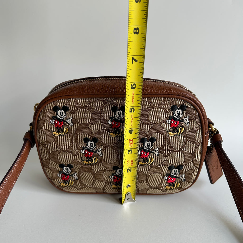 Coach Disney Mickey Mouse Brown Signature Canvas Leather Camera Bag CN034